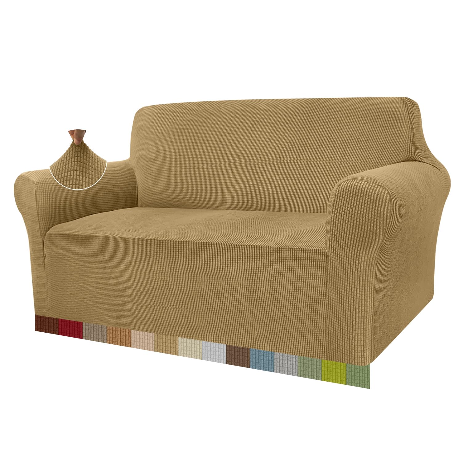 Granbest Copridivano ad alta elasticità, moderno copridivano jacquard, elasticizzato, per soggiorno, protezione per cani, animali domestici (2 posti, beige scuro)