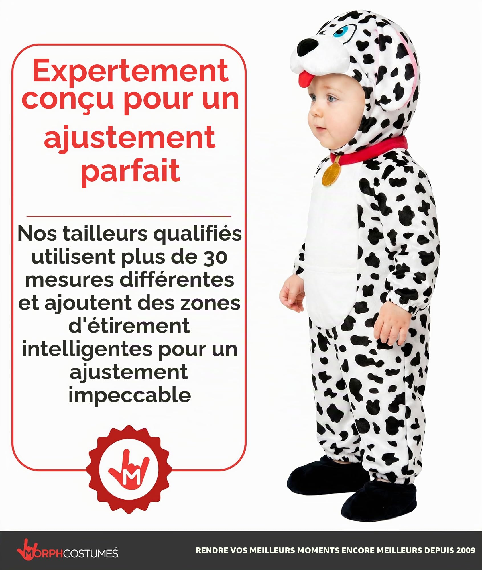 Morph Deguisement Dalmatien Enfant, Costume Chien Halloween