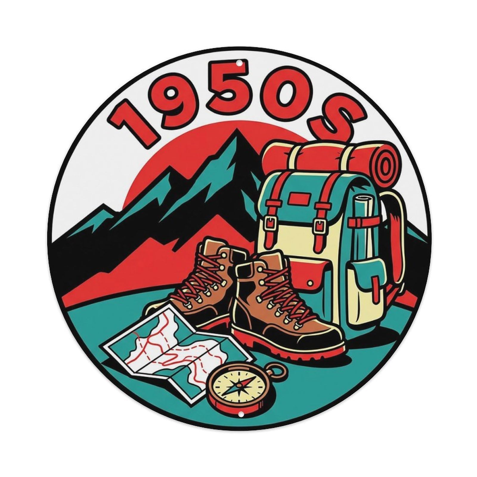 Vintage Retro Hiking Boots Trail Map Metal Tin Sign