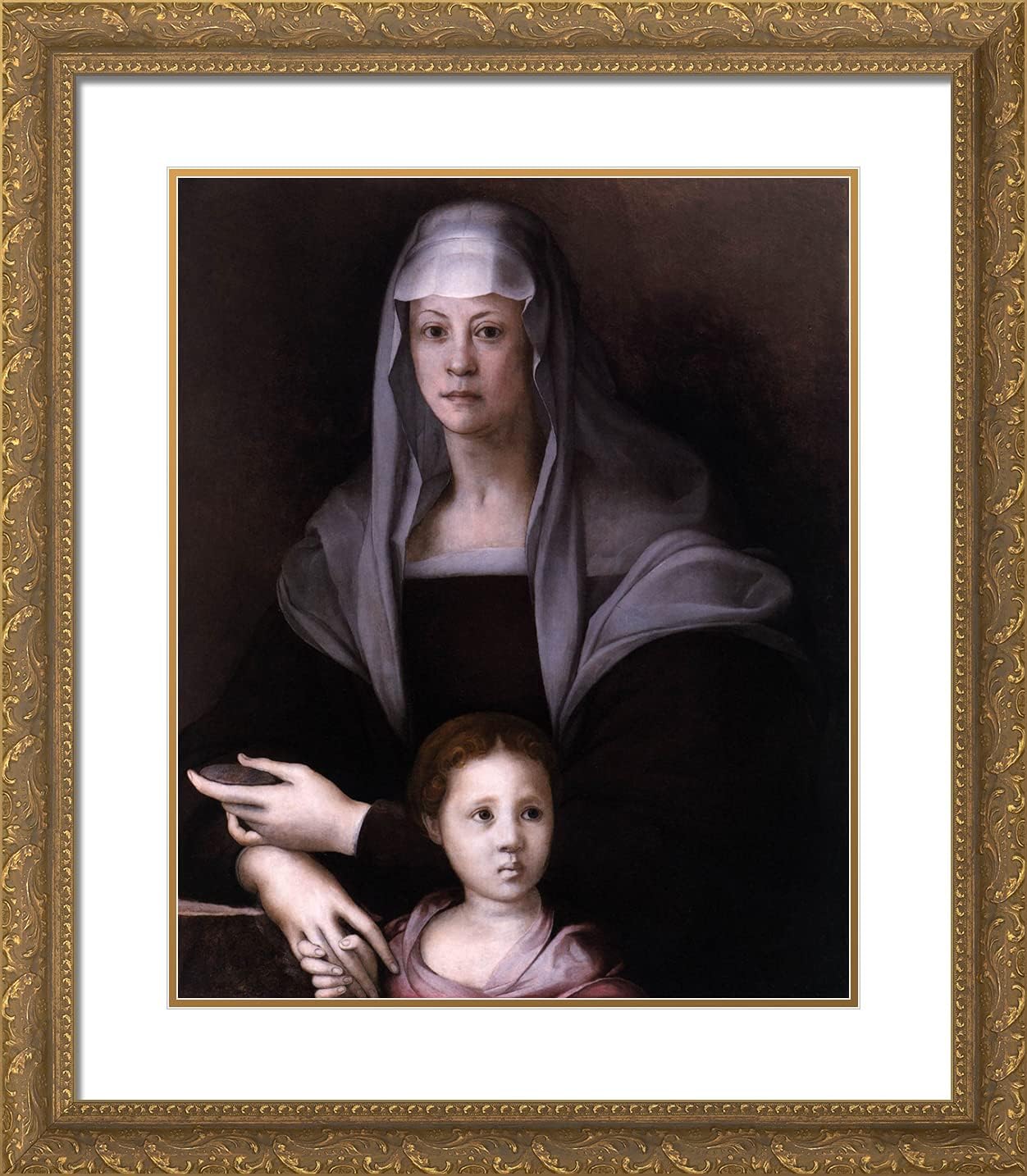 ArtDirect Pontormo, Jacopo 20x23 Black Ornate Framed Art Print with Double Matting Titled: Maria Salviati