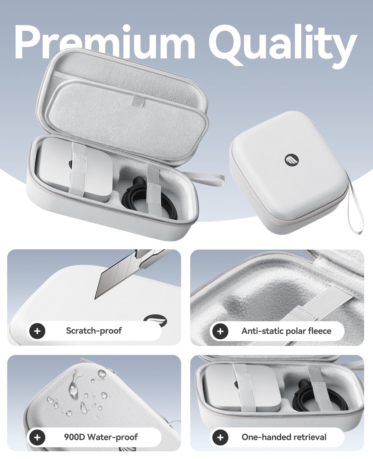 ORICO Funda de Transporte Mac Mini M4: Carcasa rígida de Tela Oxford 900D, antiimpactos/antiestática/Impermeable. Compatible con Mac Mini M4 (2024), Teclado y Cargador. (BAG02)