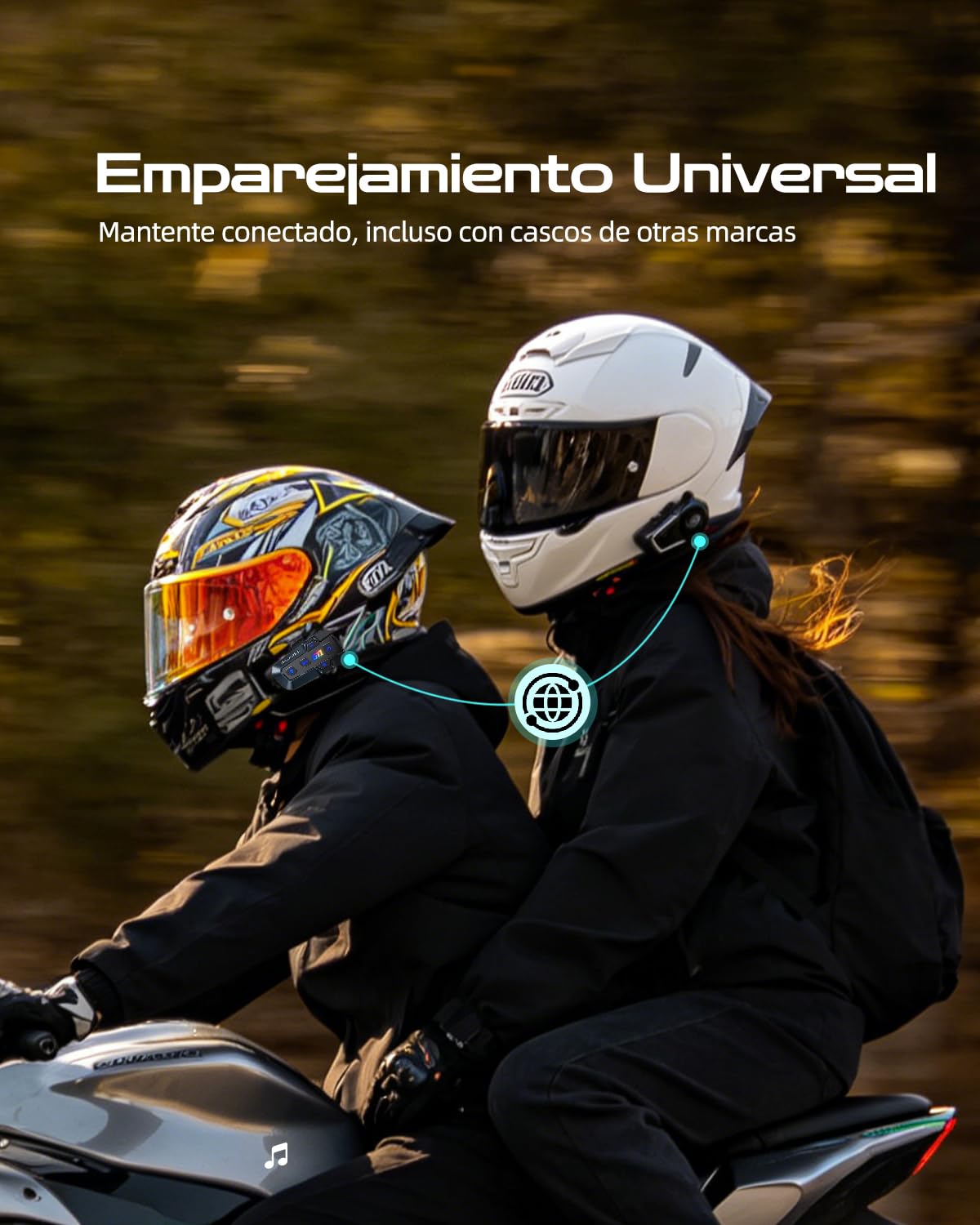 BLAISE GT Intercomunicador Casco Moto, 2 Vías Intercomunicador Moto 1000m