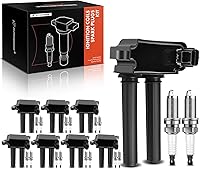 Vista 1 de A-Premium Paquete de 8 bobinas de encendido (negro) y 16 bujías de iridio compatibles con Dodge Ram 1500 2500 3500 Durango Challenger Charger y Jeep