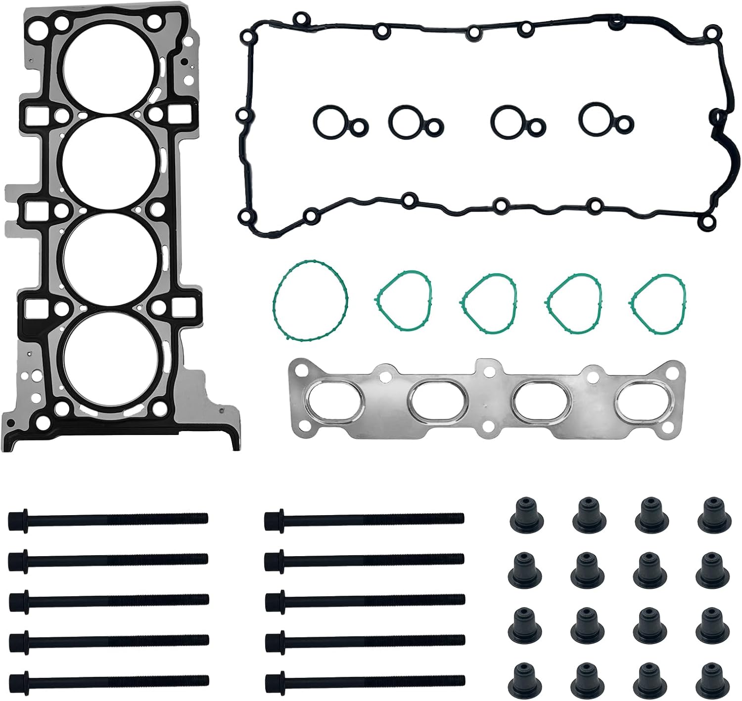 HS55384 MLS Full Cylinder Head Gasket Set with Bolts 2.4 for Jeep Cherokee Compass Renegade 2014-2020 Chrysler 200 2015-2017 Dodge Dart 13-16, Fiat 500X 16-17 Ram ProMaster City 15-18, HGB1171