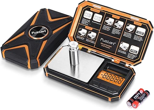 Fuzion Báscula digital de gramos, báscula de bolsillo digital de 7.05oz0.00oz con 6 unidades para pasatiempos personales, escala pequeña, precisión