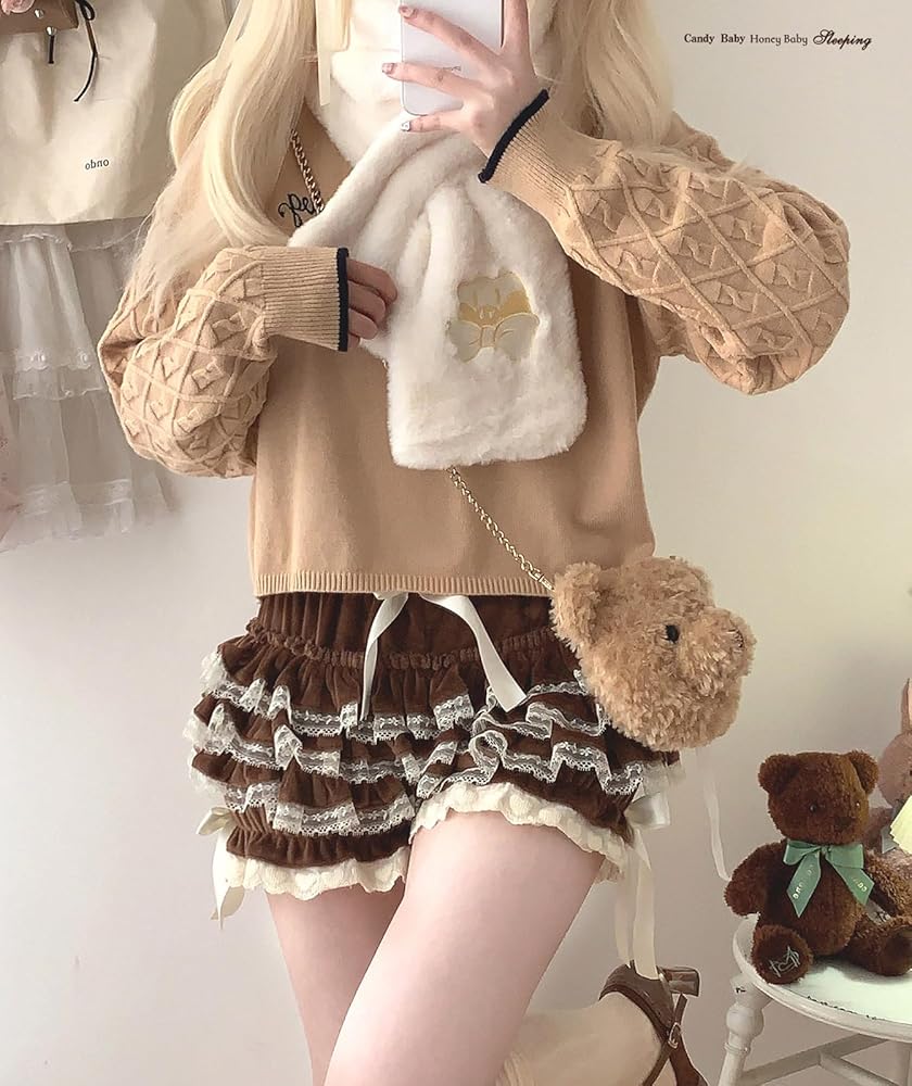 Amazon | [XHSUKADO] かわいい リボン付き フリルパンツ
