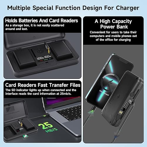 Miniatura 2 de LPE12 Cargador de batería, LP-E12 Multifuncional LCD Dual USB Cargador de batería para Canon Canon EOS M, EOS M2, EOS M10, EOS M100, EOS Rebel SL1,