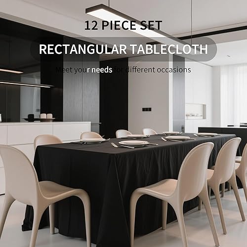 Miniatura 22 de BIGTONE Paquete de 12 manteles rectangulares blancos de 60 x 102 pulgadas, embalaje de cinta cruzada reutilizable para mesas de 6 pies, mantel