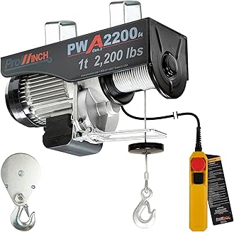 Electric Hoist, 110V/120V, 2200lbs Lifting Capacity, 38ft Lifting Height, Wired Remote Control, Upper & Lower Limit Switches for Home Improvement, Warehouse Clearance, Garage Hoist System