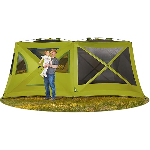 TIMBER RIDGE 4/6/8 Person Instant Pop Up Cabin Tent, Easy 60 Second Setup, Weather Resistant Camping Family Hub Tent with Rain Fly and Carry Bag for Outdoor Camping & Overlanding