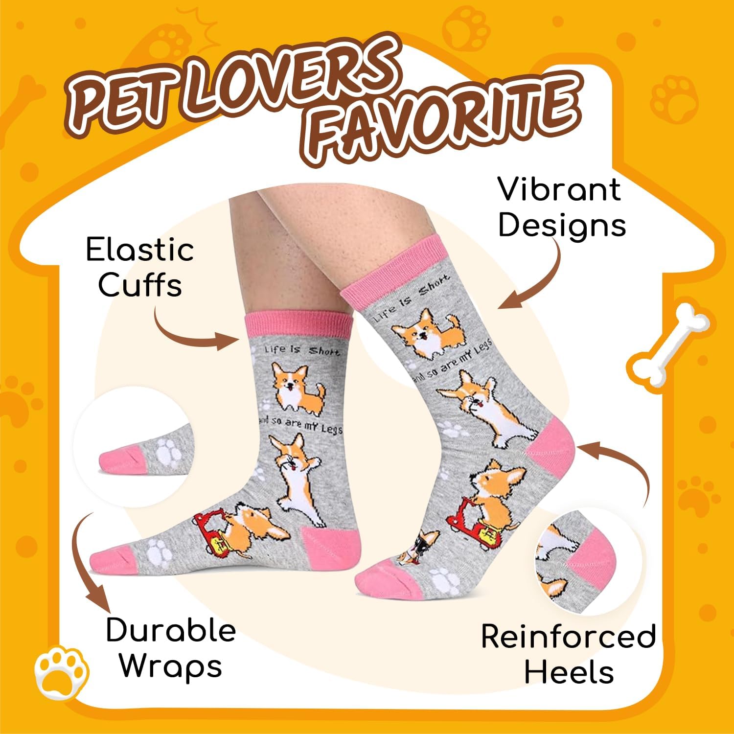 HAPPYPOP Funny Dog Socks for Women - Dachshund Bulldog Corgi Dog Mom Gifts for Women Teens - Image 3