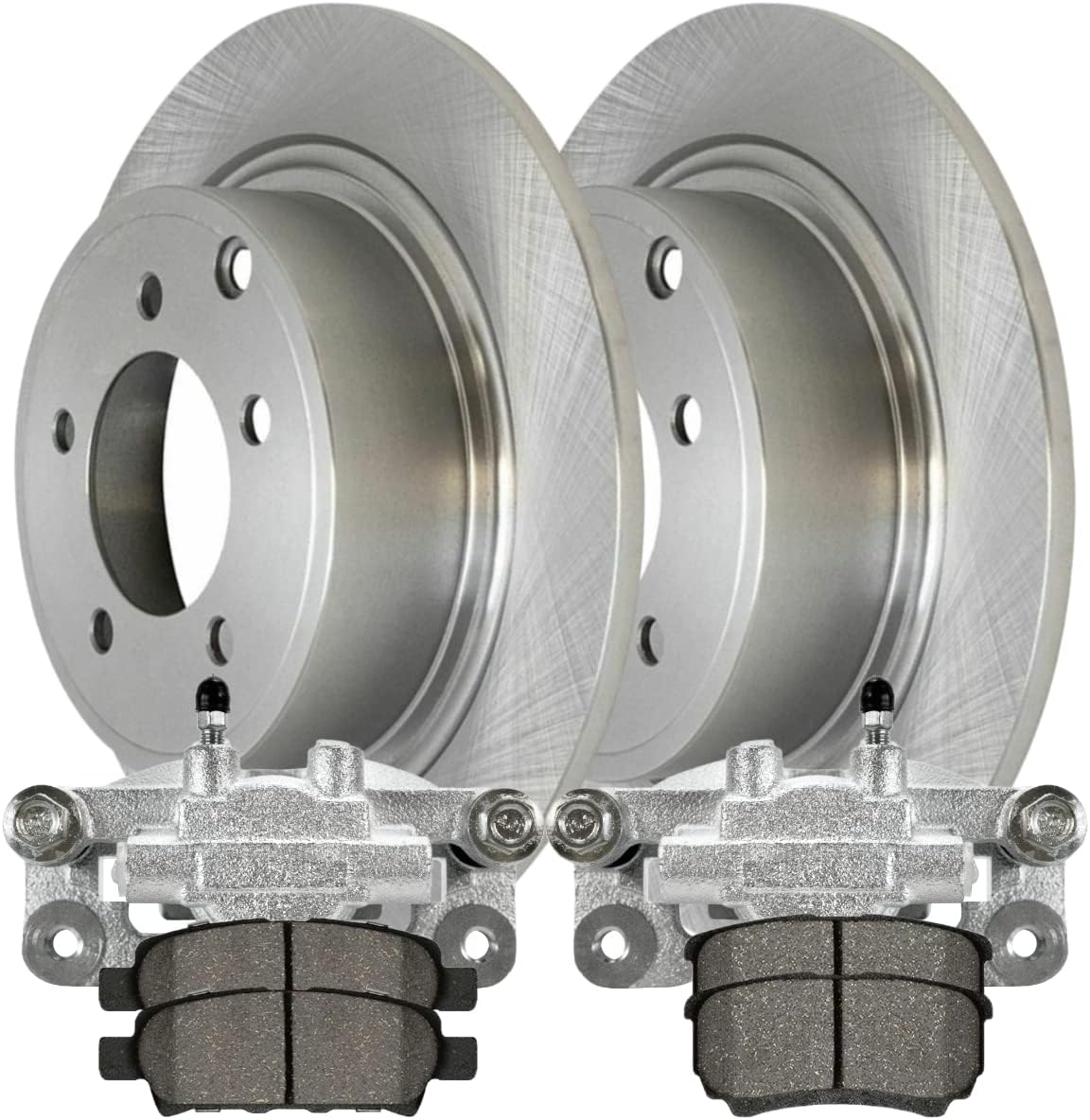 AutoShack Rear Brake Rotors Calipers and Ceramic Pads Replacement for