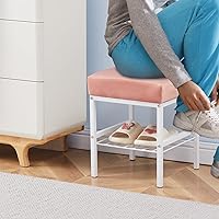 Vista 2 de Cpintltr Taburete de tocador, taburetes otomanos de terciopelo, banco otomano cuadrado, taburete moderno, taburete pequeño, taburete auxiliar