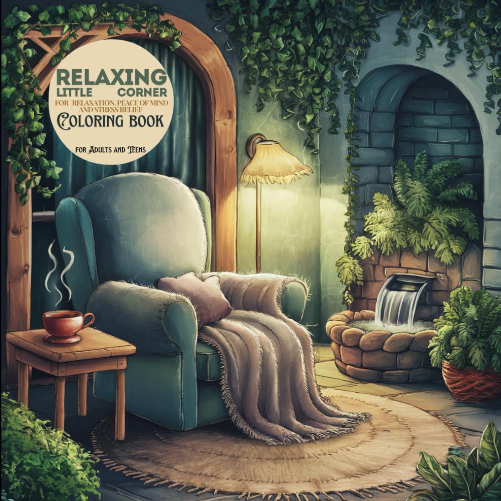 Relaxing Little Corner: Coloring book for Adults and Teens, with Calm, Cozy, and Peaceful Spaces for Relaxation, peace of mind and Stress Relief: (Cozy, Hygge Spaces Coloring)