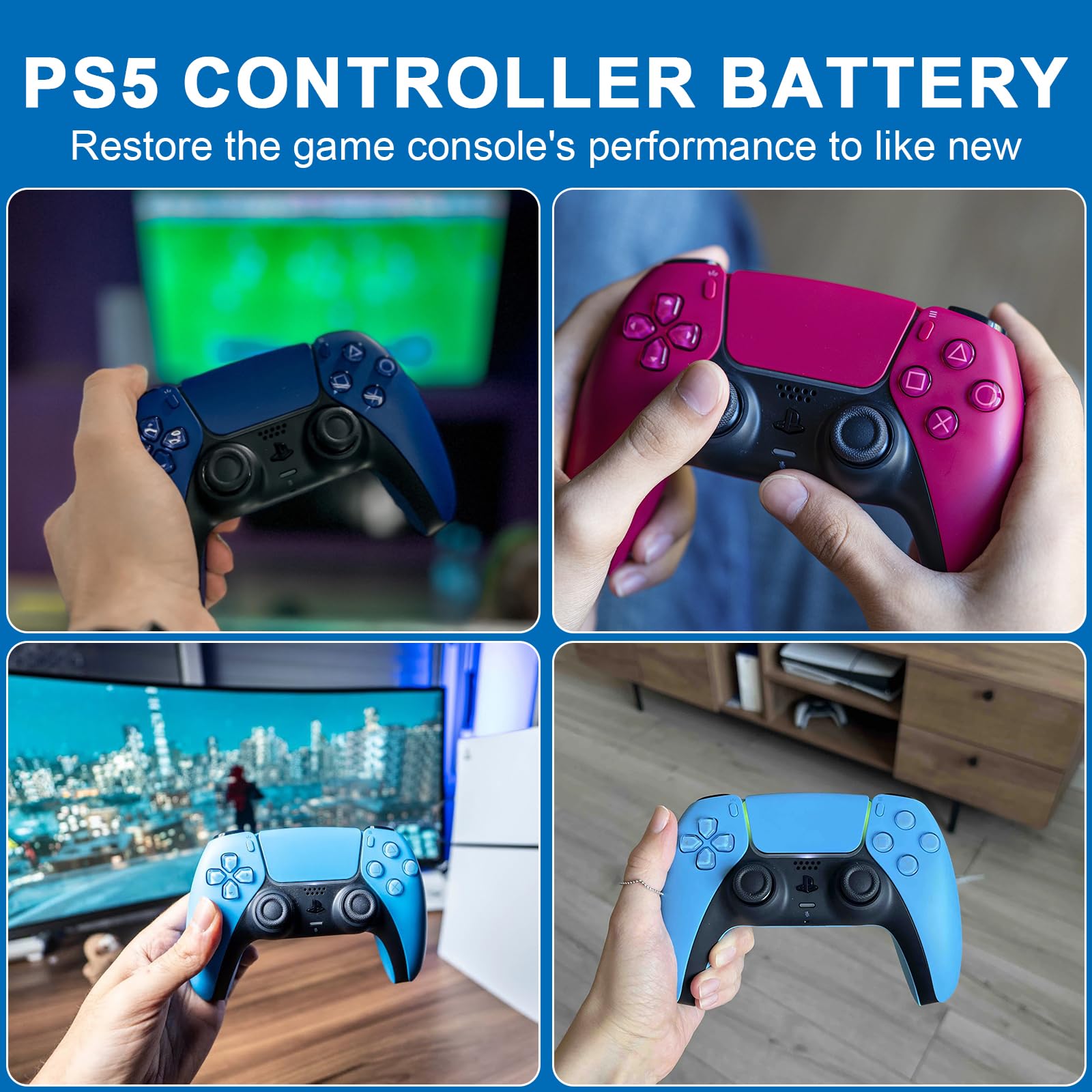 2 batterie agli ioni di litio per Sony PS5, ricambio per PS5 PlayStation 5 DualSense Wireless Controller Model LIP1708 Li-ion