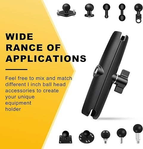 Miniatura 4 de Brazo de montaje RAM compatible con brazo de doble enchufe de metal, adaptador de bola doble de 1 pulgada, rotación de 360, barra de extensión para