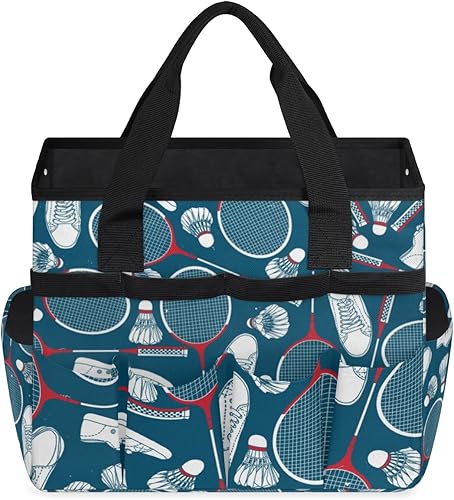 Miniatura 2 de Badminton Sport Pattern Garden Tool Tote Bag for Women Men Gardening Tool Storage Bags with 10 Pockets Standable Garden Home Tool Kits Organizer for