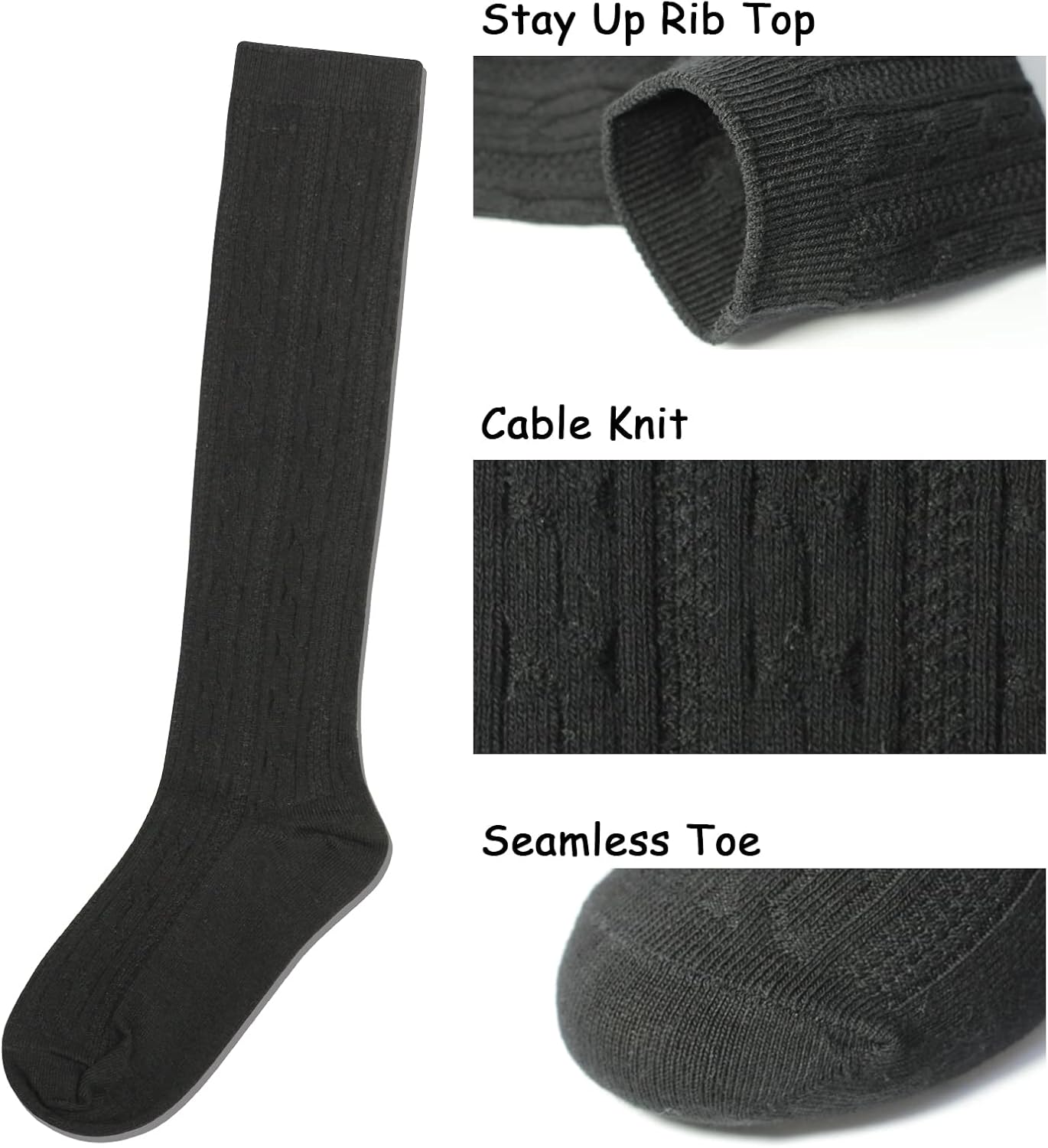 Girls‘ Knee High Socks,Kids School Uniform Long Socks for both Boys&Girls 3 Pack