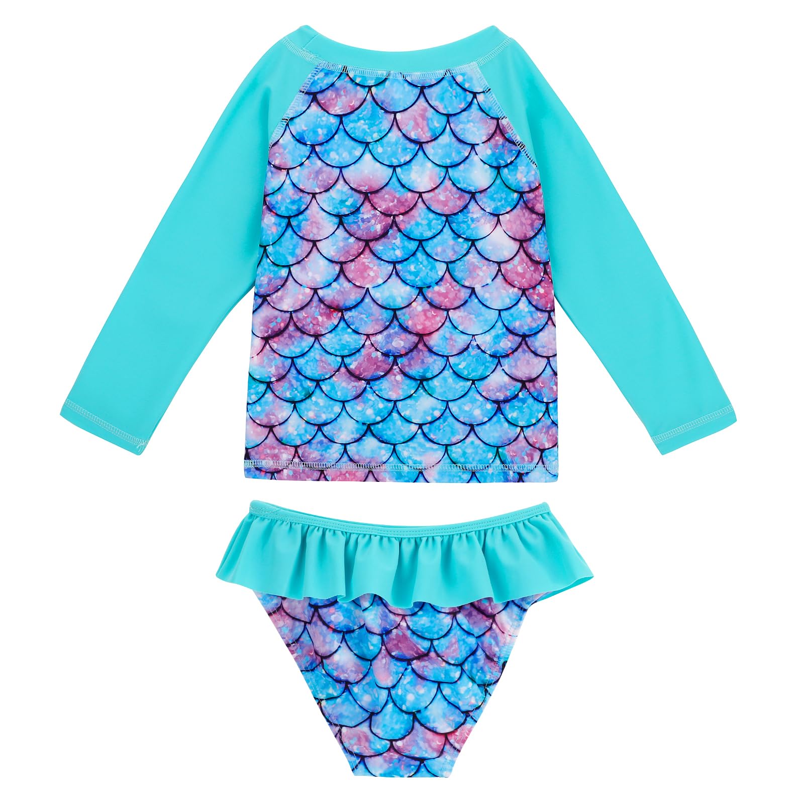 MASOCIO Maillot de Bain Fille 3-12 Ans 2 Pieces T-Shirt Enfant Natation Plage Anti UV UPF 50+ Séchage Rapide