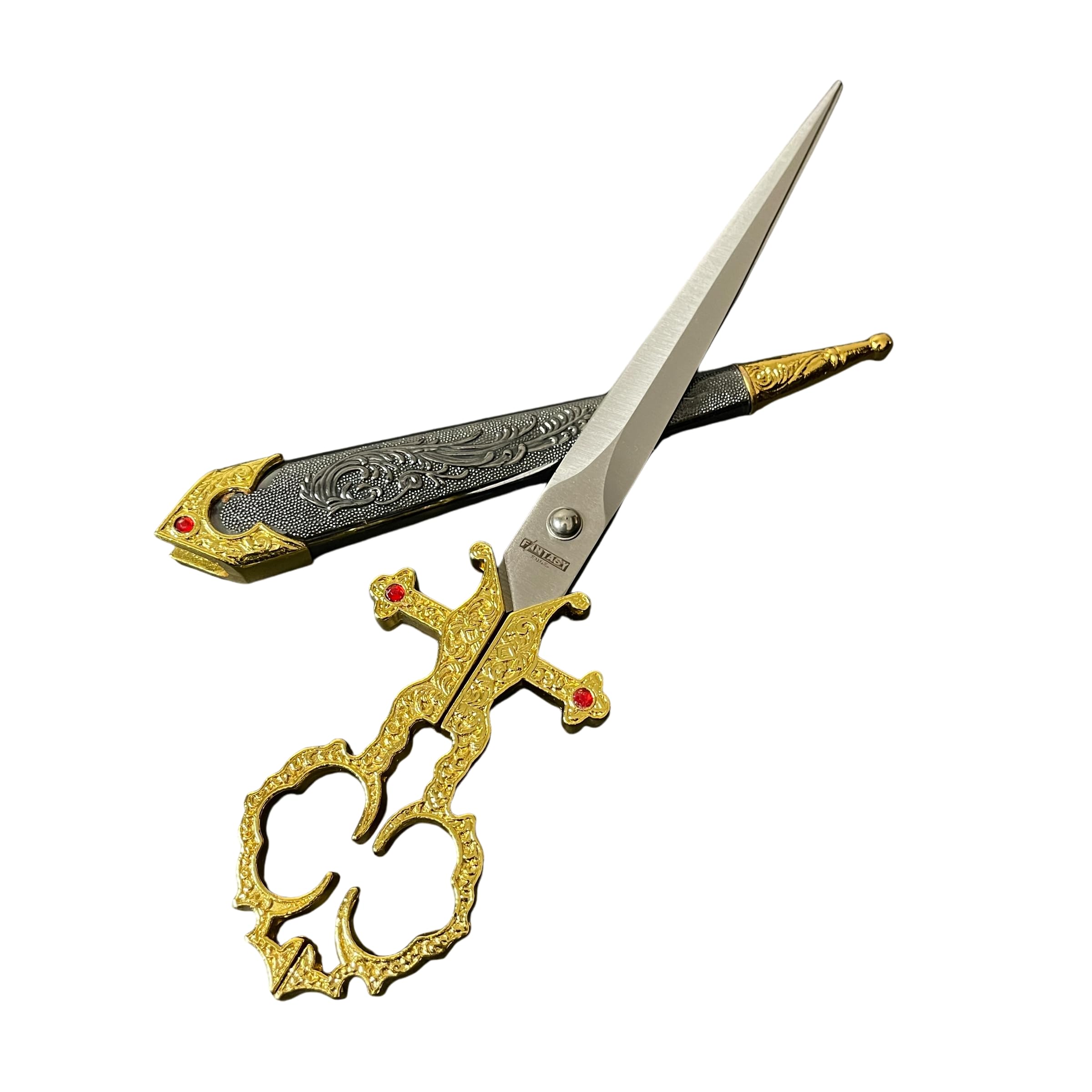 Fantasy Edge Medieval Scissors with Sheath Cover - Vintage Decorative Scissors for Crafting and Display - Intricately Designed Sheath for Elegance