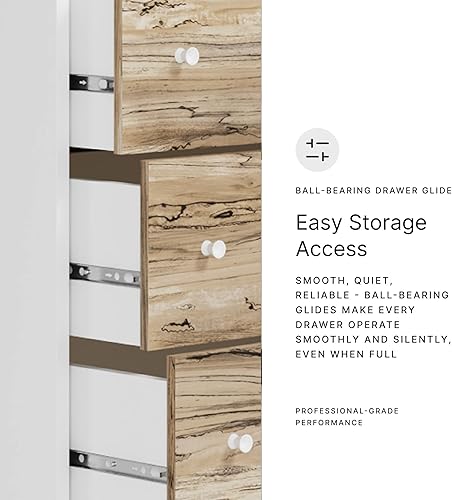 Miniatura 9 de Signature Design by Ashley Piperton - Cómoda de 6 cajones, color blanco y marrón claro Natural/