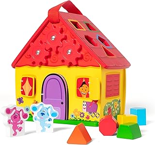 Melissa & Doug Blue's Clues & You! Wooden Take-Along House Shape Sorter Activity Play Set (8 Pieces) - Buy now