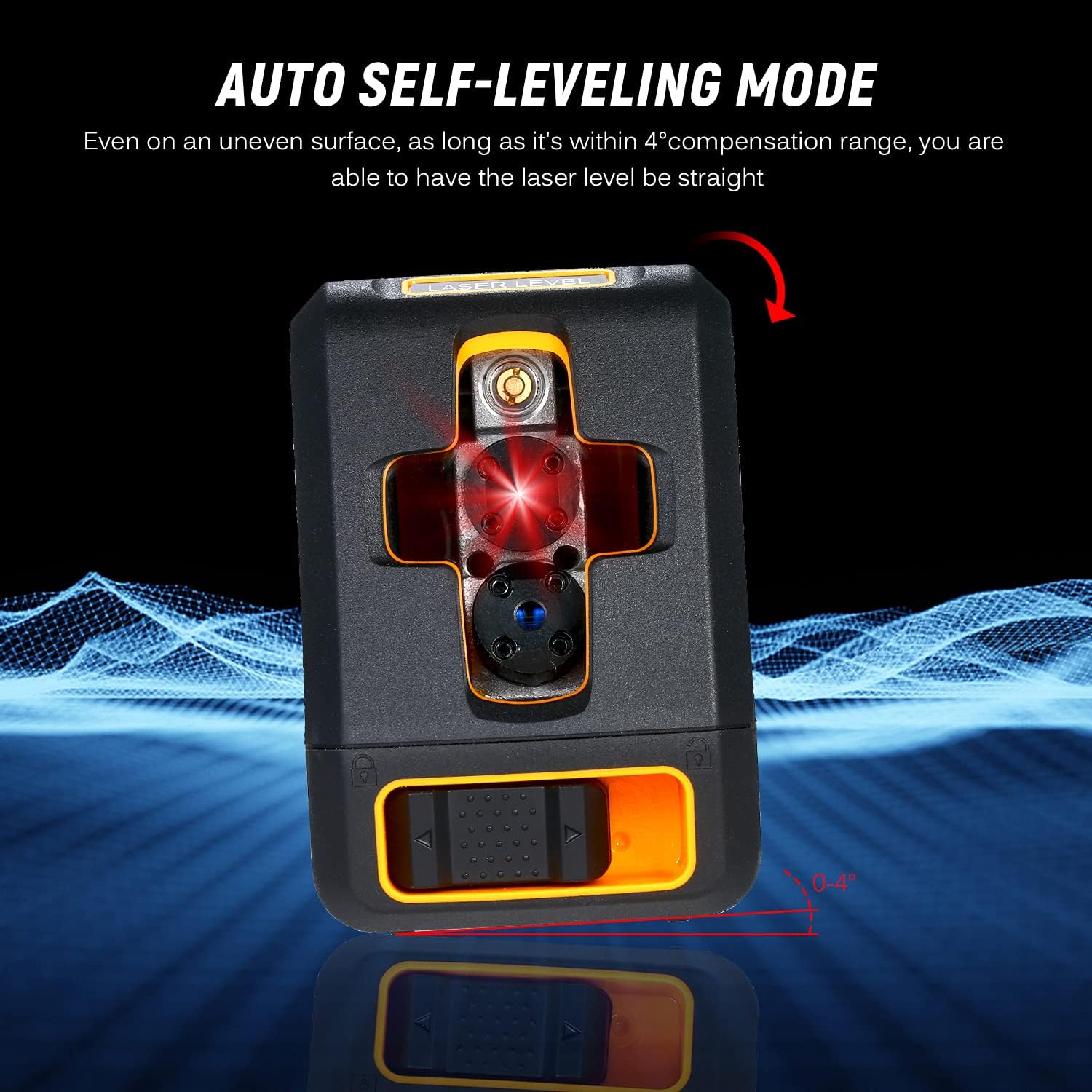 Level Professional Horizontal and Vertical Cross Line Self Leveler Auto-Leveling Spirit Level Self-Leveling Selectable Lines Adjustable Brightness Red Beam T07