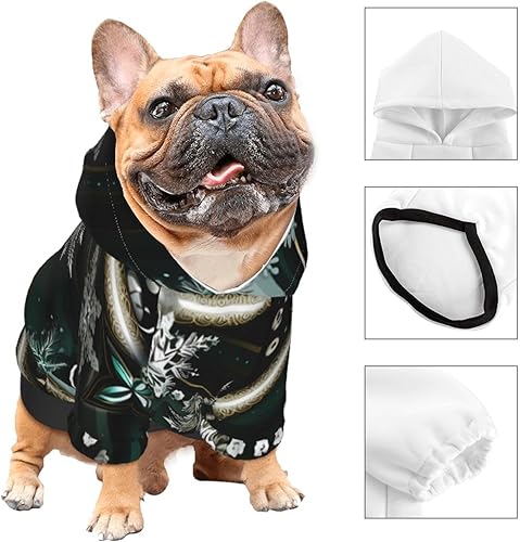Miniatura 3 de Green Snowflakes Chic 3D Dog Hoodies for Small Pets A Cozy Costume for Stylish Puppy Cosplay Delight XS