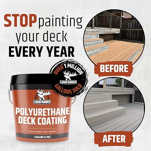 Miniatura 2 de Liquid Ruber - Revestimiento de poliuretano para cubiertas y muelles, fácil de aplicar, sellador resistente a los rayos UV, uso interior y exterior,