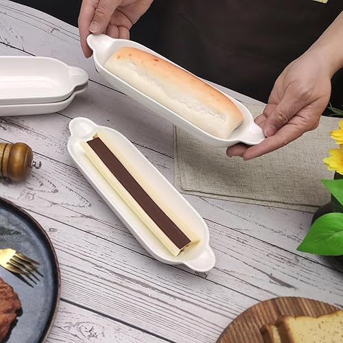 Miniatura 4 de Ceramics - Bandeja para galletas de oliva, grande, resistente a astillas, canoa de oliva de porcelana blanca, apta para lavavajillas, para