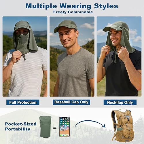 Vista 11 de Surblue Neck Face Flap Outdoor Cap UV Protection Sun Hats Fishing Hat Quick-Drying UPF50+