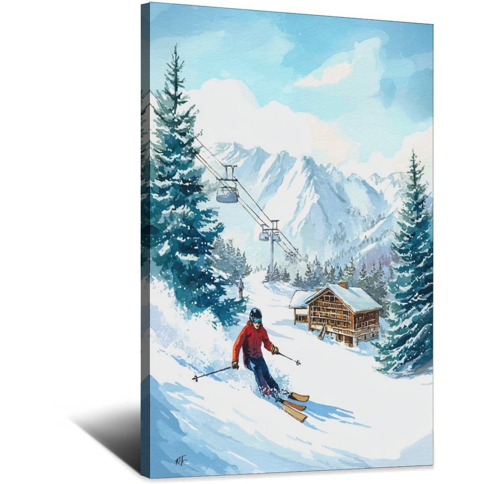 iPuzou Courchevel France Ski Posters 24x36inch(60x90cm) Vintage Watercolor Canvas Art