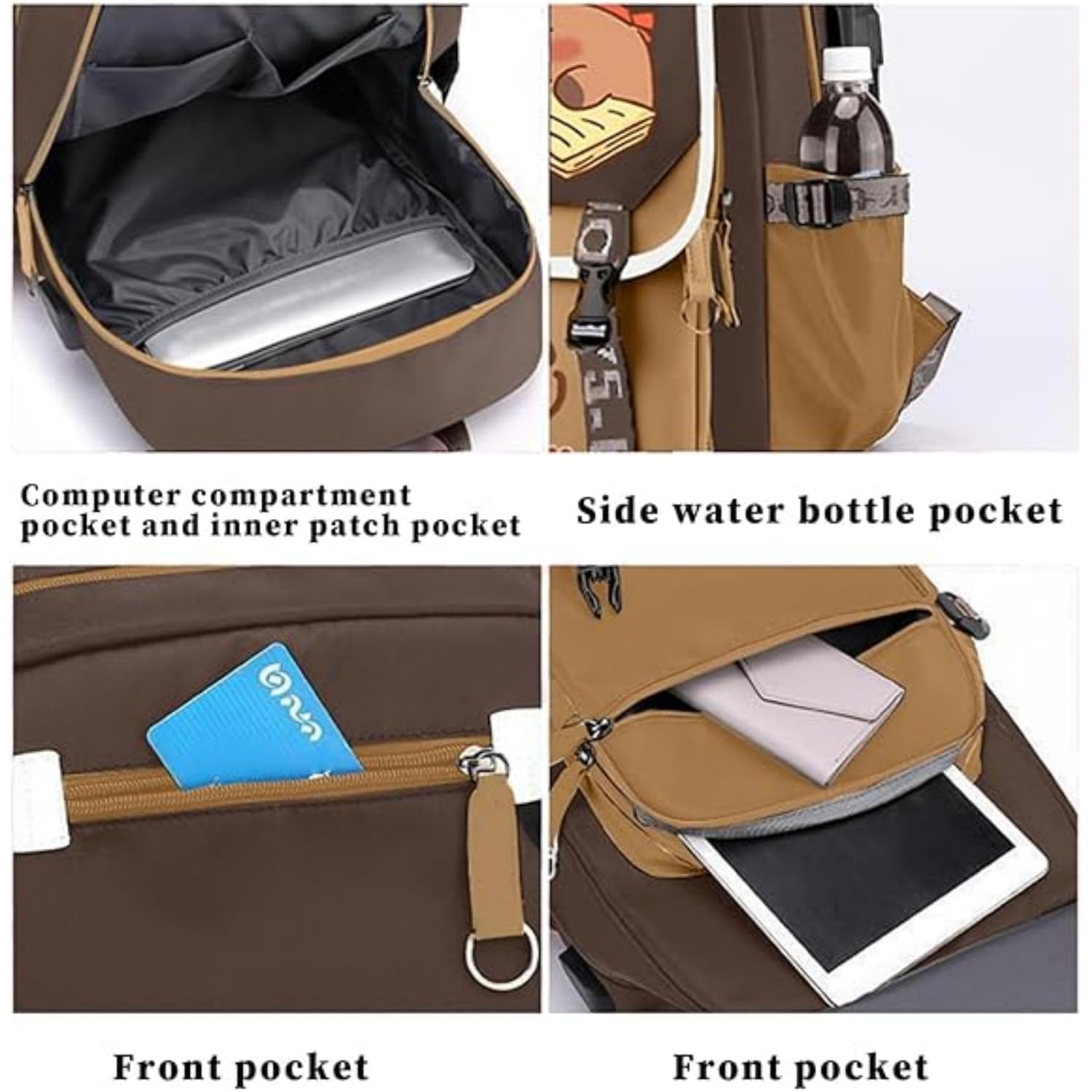 Tyinerc Capybara Schulrucksack Set - Mit Federmäppchen & Umhängetasche