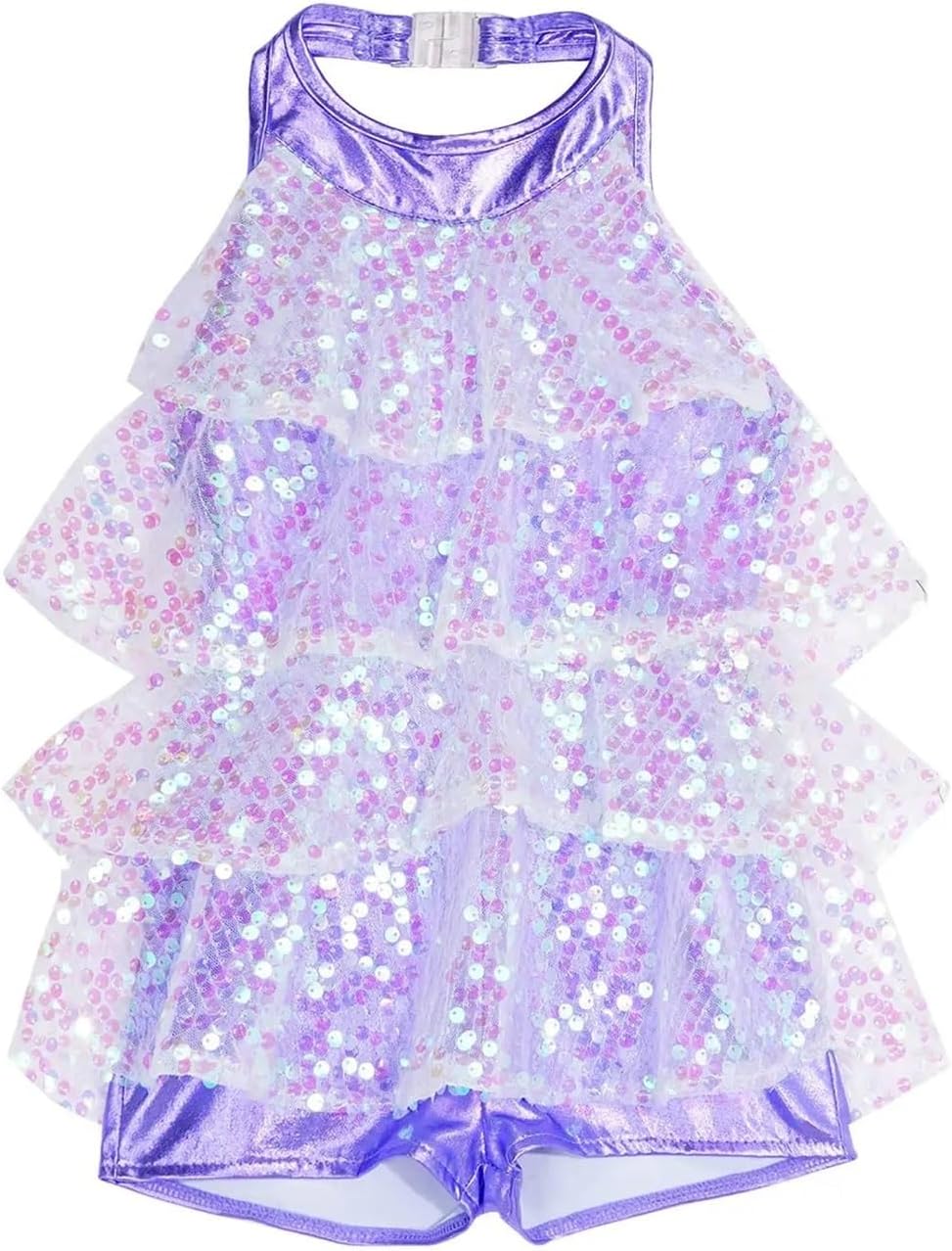 Leotards Girls Ballet Jazz Latin Dance Costume Halter Sequins Unitard Dress Stage Performance Clothing Dancewear