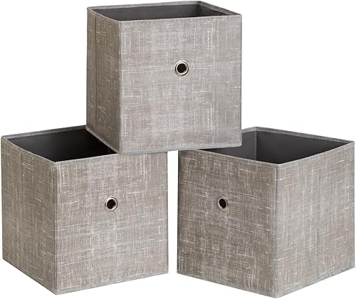 Vista 54 de Contenedores de almacenamiento plegables de 11 pulgadas, cubos de almacenamiento de tela con asas, organizadores de cajas de almacenamiento de tela