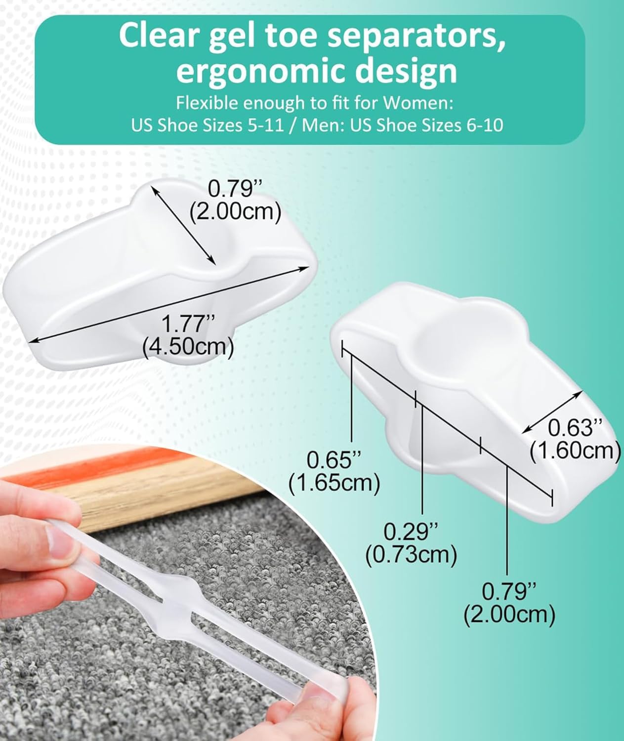 Bunion Corrector and Toe Separator, 4-Piece Set, Double Ring Toe Splint for Men, Large