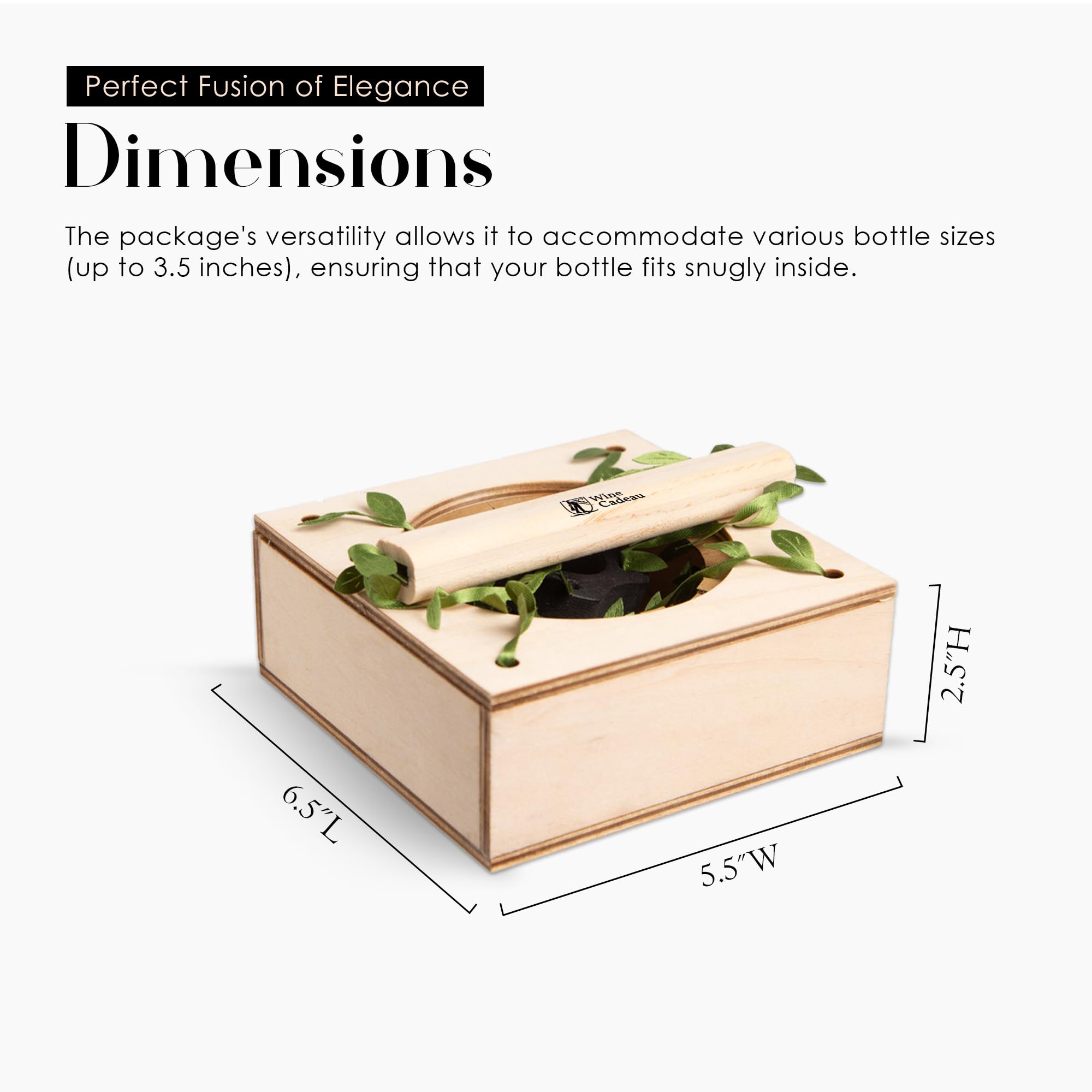 Wine Cadeau Personalized Gifts Box For Versatile Use | Wine Bar Gift For Celebration, Occasion and Special Moments | Personalization Visual In Leaf Design - Thank You