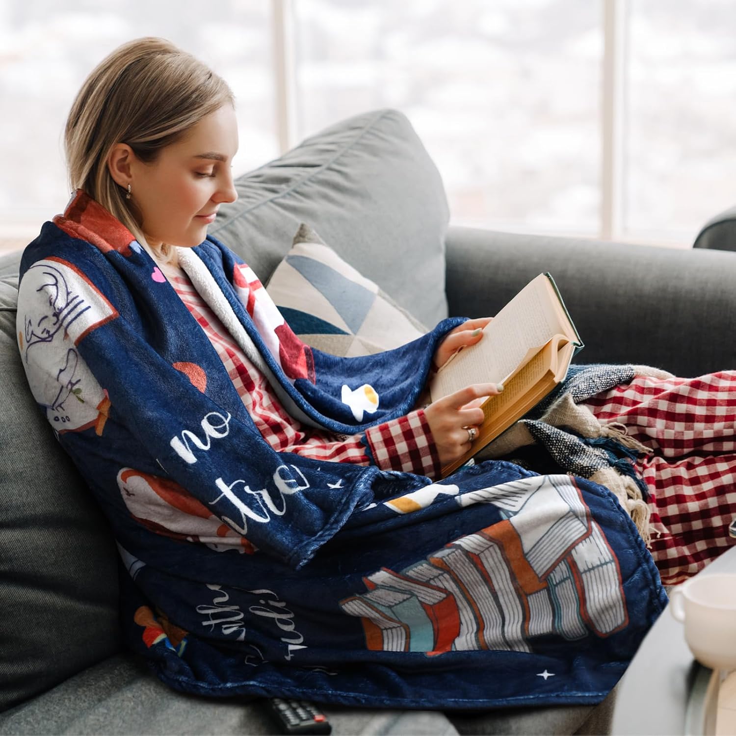 Breling Book Lovers Gifts 50 x 60 Inch Blanket Librarian Reading Throw Blanket Book Lover Club Gifts for Reading Bookish Librarian Birthday Gift - Image 3