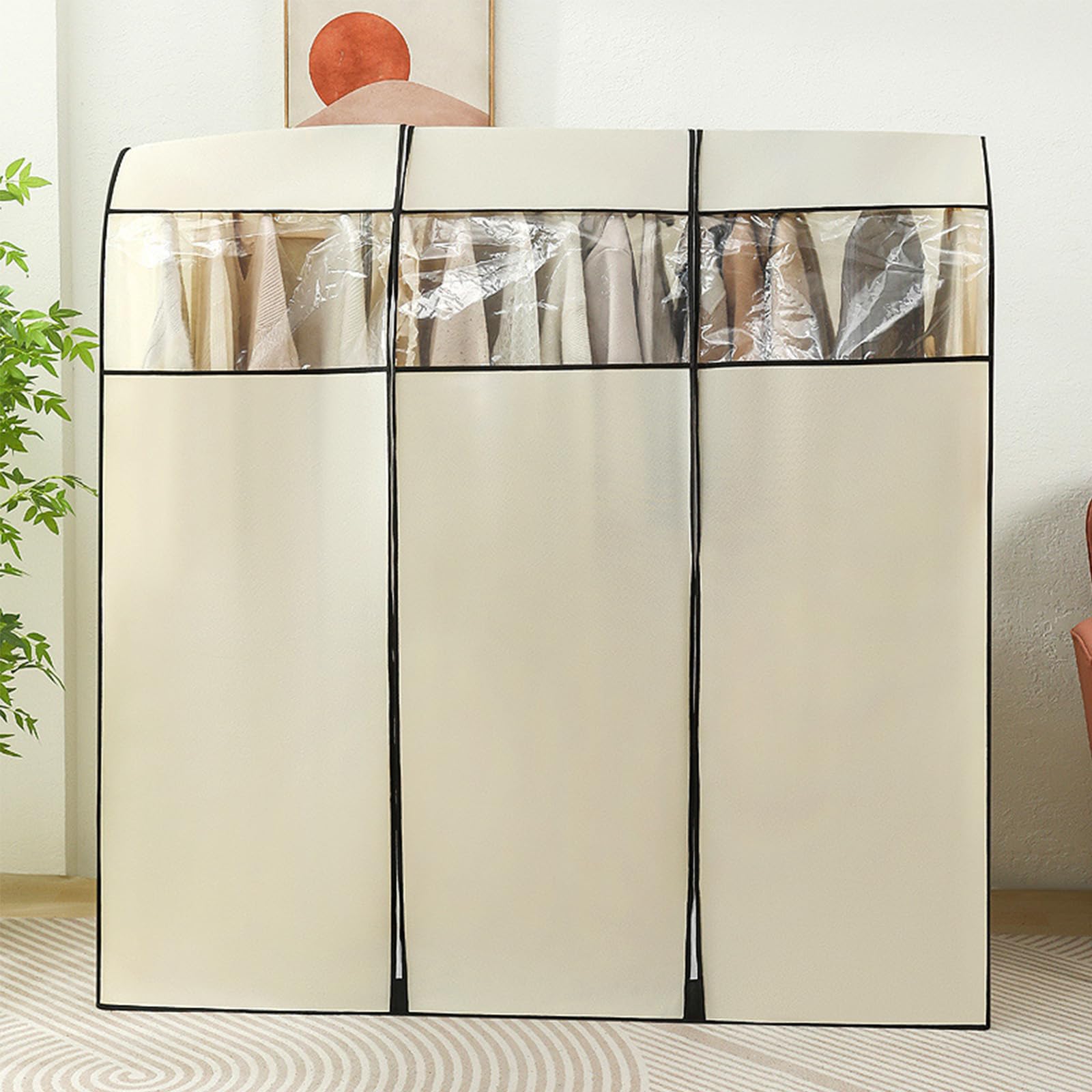 Kleiderstangen-Abdeckung mit Reißverschlüssen und transparentem Fenster, vollständig geschlossener Kleiderstangenschutz für Anzüge, Mäntel und lange Kleider, ideale Kleidersack-Lösung