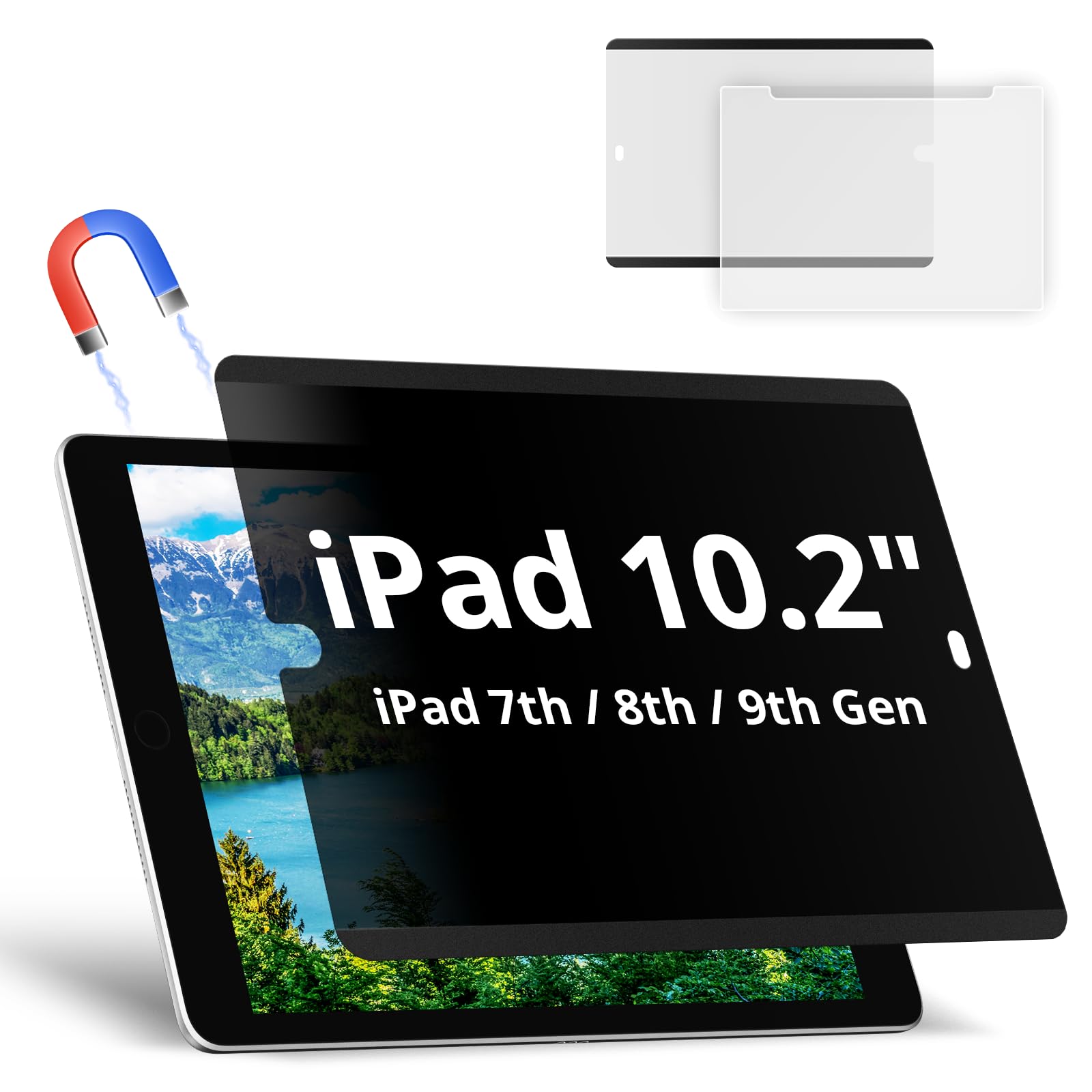 Magnetic Privacy Screen Protector Compatible with iPad 9th 8th 7th Gen 10.2 inch & iPad Air 3th & iPad Pro 10.5 In, Anti Glare Blue Light Filter,