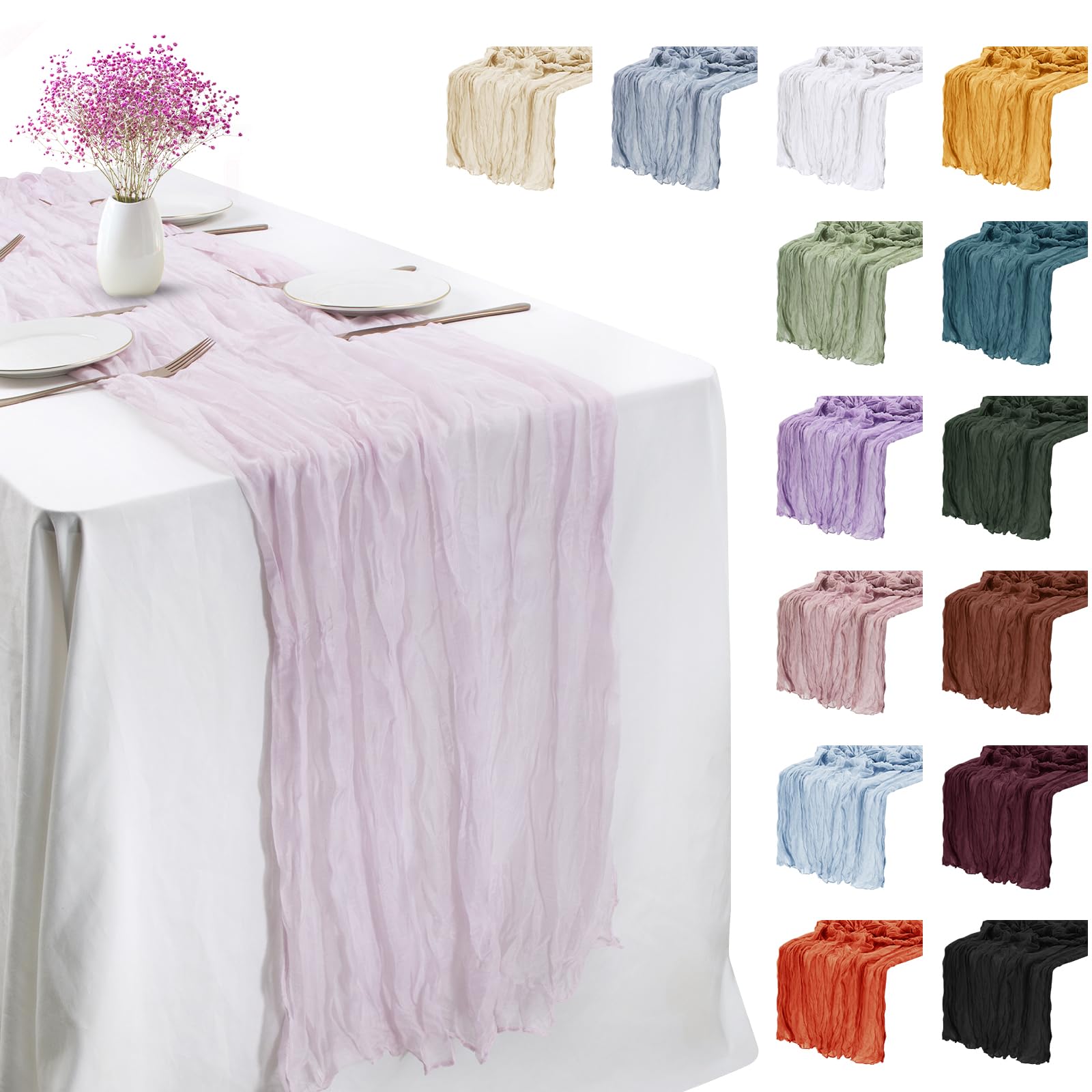 LEREATI 3 Pack Pink Cheesecloth Table Runner 90cm x 300cm Chiffon Gauze Fabric Sheer Cheese Cloth Table Runner for Dresser Birthday Wedding Dining Room Summer Boho Decoration