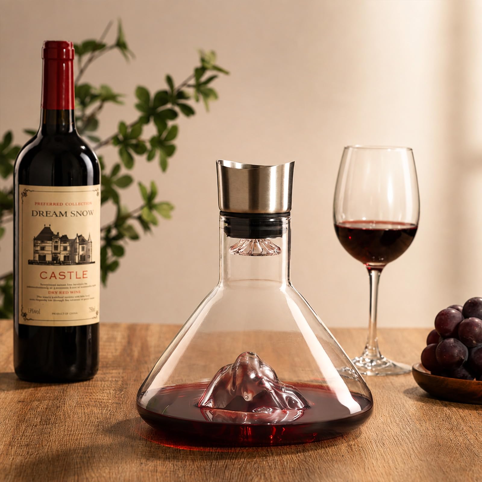 Glastal Décanteur à vin avec aérateur con montagne in rilievo