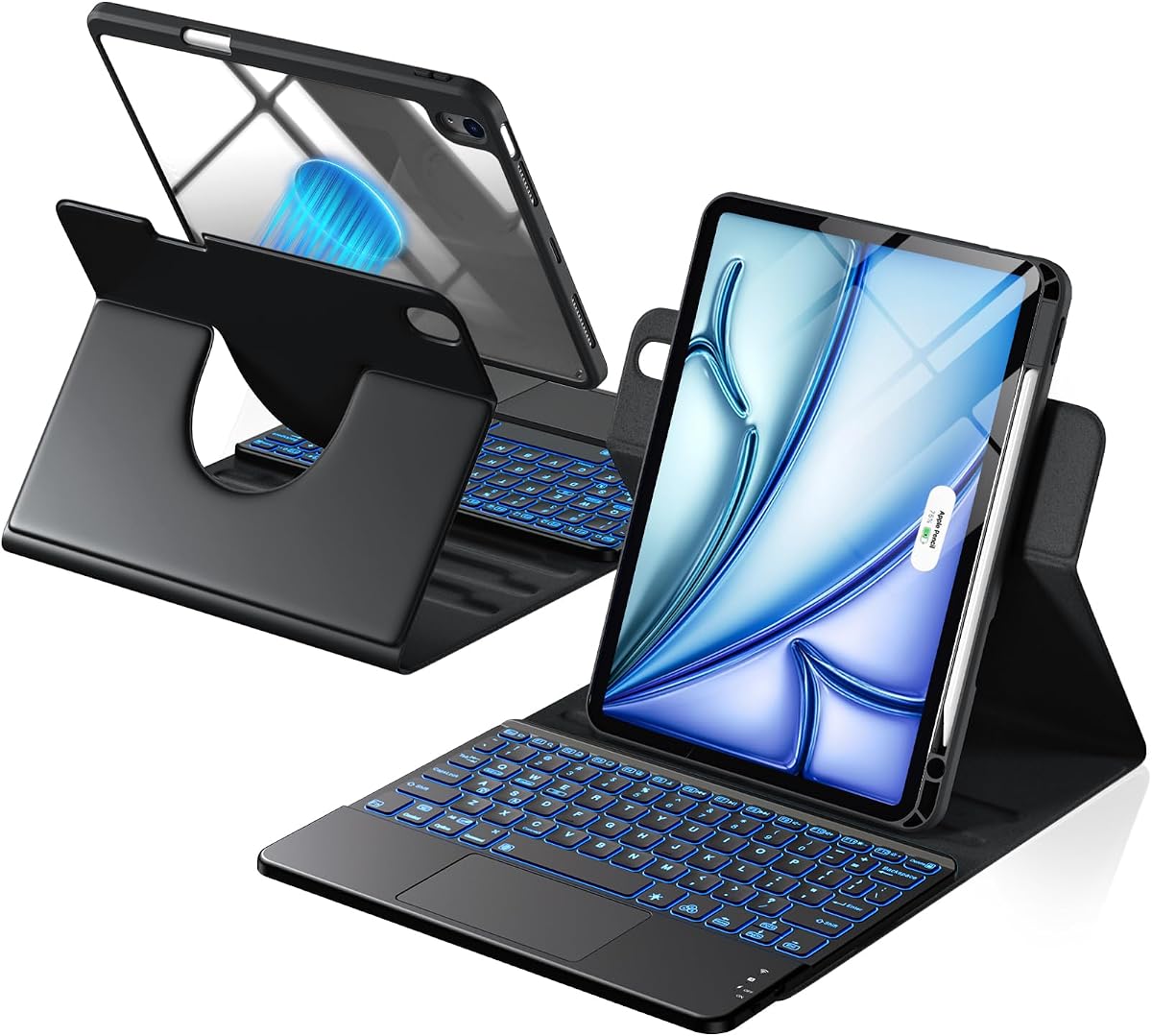 Hamile for iPad Air 11-inch & Air 5/4th Generation Case with Keyboard - 360