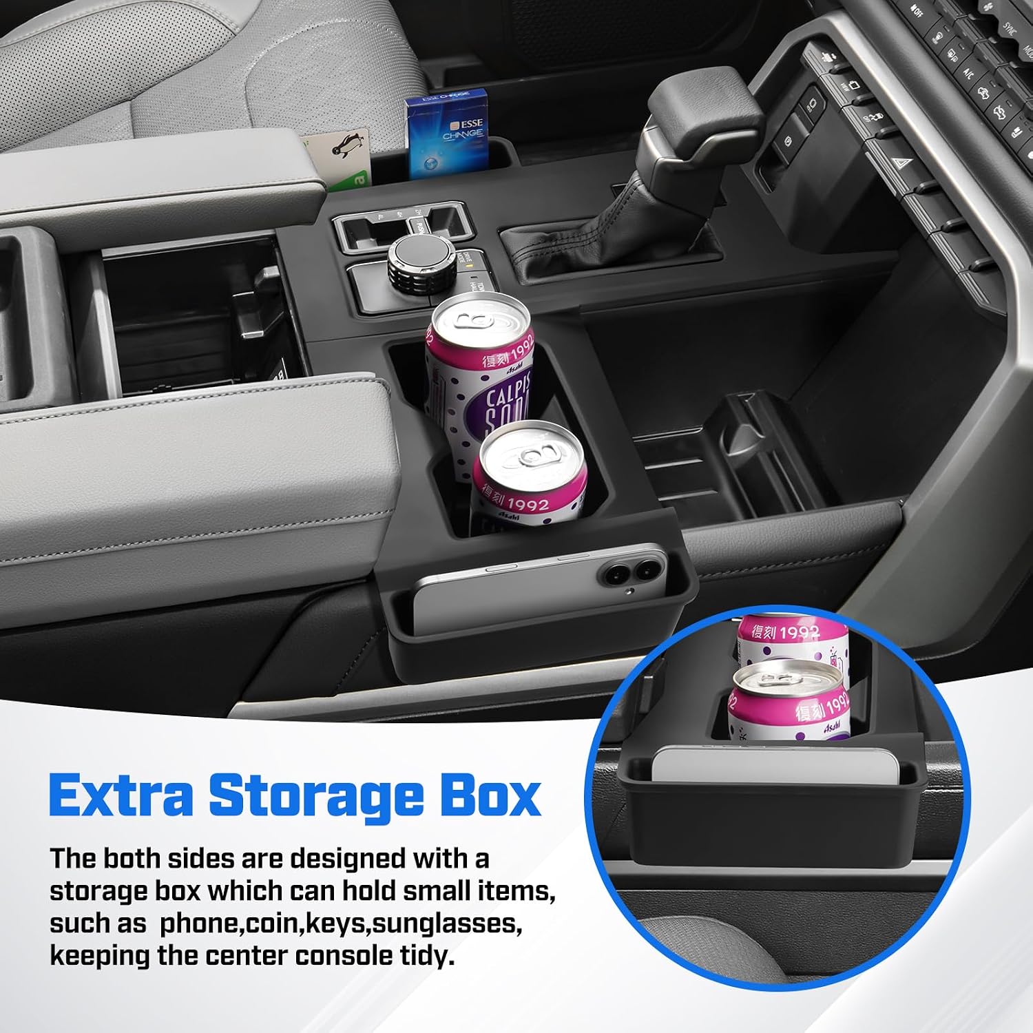Shademax Center Console Organizer Gear Shift Panel Trim Cover for Toyota Tundra 2022-2025 2026 Accessories Tundra SR SR5 Limited i-FORCE MAX TRD Pro Gear Shifter Storage Box Cup Holder Insert Pads Mat