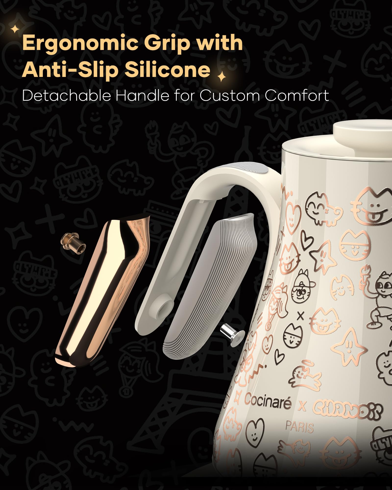 Cocinare x Chanoir Gooseneck Electric Kettle, ±0.5°F Precision Temperature Control for Pour-over Coffee & Tea, 0.9L, Limited Artist Collaboration