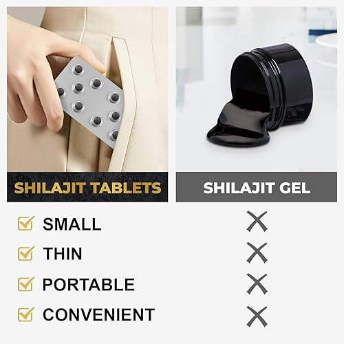 Miniatura 4 de 30,000 mg Shilajit Tabletas, 100% Shilajit Pure Tablets 60 unidades  Shilajit Himalayan Orgánico Rico en Ácido Fúlvico y más de 85 Minerales traza,