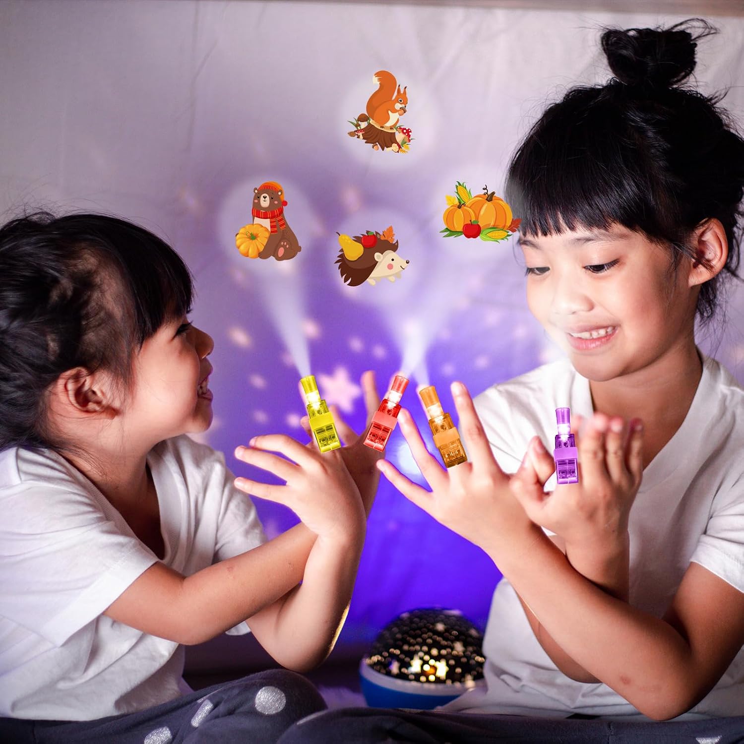 Capoda 36 Pack Fall LED Finger Lights, Autumn Projection Party Favors