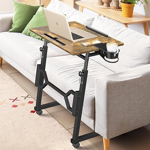 Miniatura 7 de Escritorio de pie pequeño con ruedas, escritorio portátil con cinta de correr, escritorio con ruedas de altura ajustable para laptop, mesa de pie