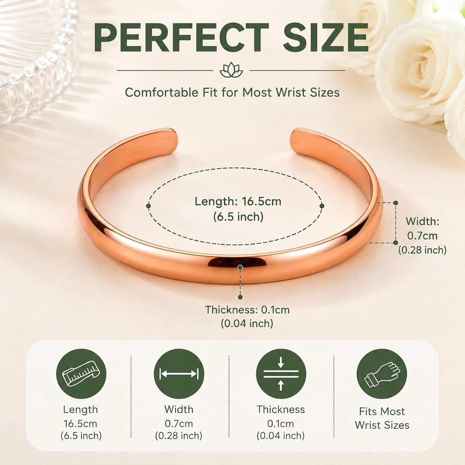 Pure Copper Bracelet – Copper Bracelet for Men & Women – 100% Solid, Raw & Uncoated Handmade Hammered Tibetan Cuff Bangle