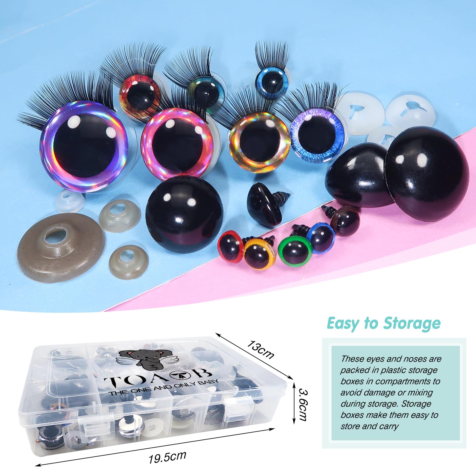 TOAOB 64 sets Glitter Veiligheidsogen met Sluitringen Amigurumi Ogen 14 mm Poppenogen Kunststof voor Gehaakte Marionet Pluche Dier TOAOB 64 sets Glitter Veiligheidsogen met Sluitringen Amigurumi Ogen 14 mm Poppenogen Kunststof voor Gehaakte Marionet Pluche Dier